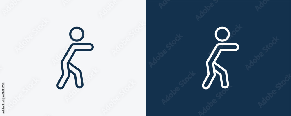 man punching icon. Outline man punching icon from sport and games collection. Linear vector isolated on white and dark blue background. Editable man punching symbol. man punching icon. Outline man punching icon from sport and games collection. Linear vector isolated on white and dark blue background. Editable man punching symbol.