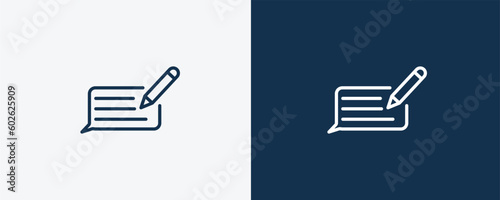 feedback icon. Outline feedback icon from social media marketing collection. Linear vector isolated on white and dark blue background. Editable feedback symbol.