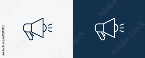 marketing icon. Outline marketing icon from social media marketing collection. Linear vector isolated on white and dark blue background. Editable marketing symbol.
