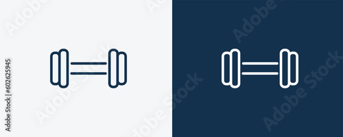 gym weight icon. Outline gym weight icon from sport and games collection. Linear vector isolated on white and dark blue background. Editable gym weight symbol.
