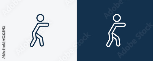 man punching icon. Outline man punching icon from sport and games collection. Linear vector isolated on white and dark blue background. Editable man punching symbol.