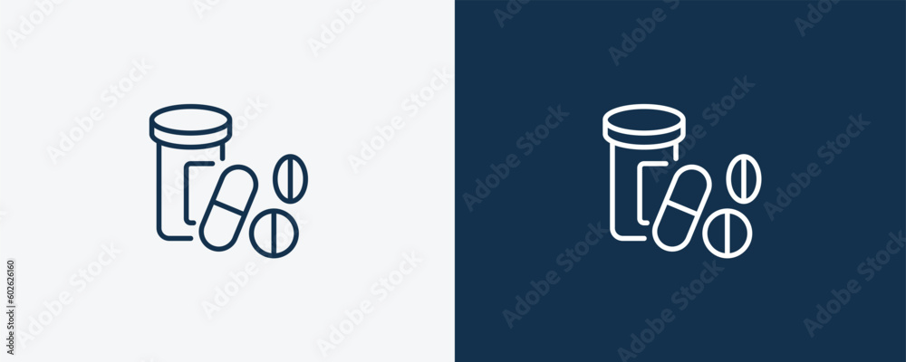 medicine icon. Outline medicine icon from ai and future technology collection. Linear vector isolated on white and dark blue background. Editable medicine symbol.