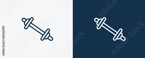 weighted bars icon. Outline weighted bars icon from sport and games collection. Linear vector isolated on white and dark blue background. Editable weighted bars symbol.