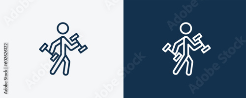 excercise icon. Outline excercise icon from sport and games collection. Linear vector isolated on white and dark blue background. Editable excercise symbol.