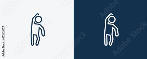 left bend icon. Outline left bend icon from sport and games collection. Linear vector isolated on white and dark blue background. Editable left bend symbol.