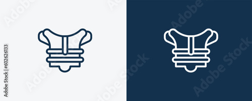 chest guard icon. Outline chest guard icon from sport and games collection. Linear vector isolated on white and dark blue background. Editable chest guard symbol.