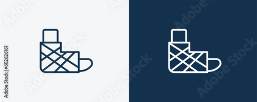 sprained ankle icon. Outline sprained ankle icon from sport and games collection. Linear vector isolated on white and dark blue background. Editable sprained ankle symbol.
