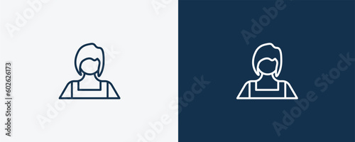 shop assistant icon. Outline shop assistant icon from ai and future technology collection. Linear vector isolated on white and dark blue background. Editable shop assistant symbol.
