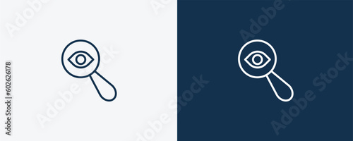 detection icon. Outline detection icon from ai and future technology collection. Linear vector isolated on white and dark blue background. Editable detection symbol.
