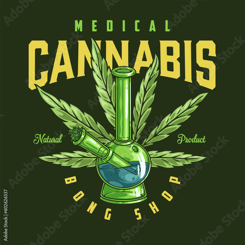 Cannabis bong detailed flyer colorful