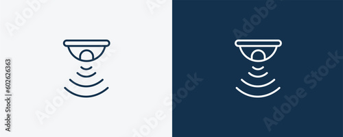 motion sensor icon. Outline motion sensor icon from ai and future technology collection. Linear vector isolated on white and dark blue background. Editable motion sensor symbol.