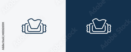 wet wipes icon. Outline wet wipes icon from beauty and elegance collection. Linear vector isolated on white and dark blue background. Editable wet wipes symbol.