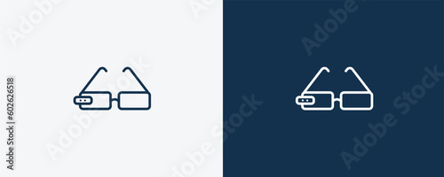 ar monocle icon. Outline ar monocle icon from ai and future technology collection. Linear vector isolated on white and dark blue background. Editable ar monocle symbol.