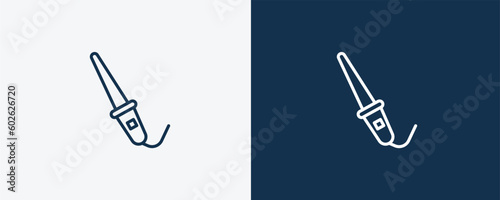 curlers icon. Outline curlers icon from beauty and elegance collection. Linear vector isolated on white and dark blue background. Editable curlers symbol.