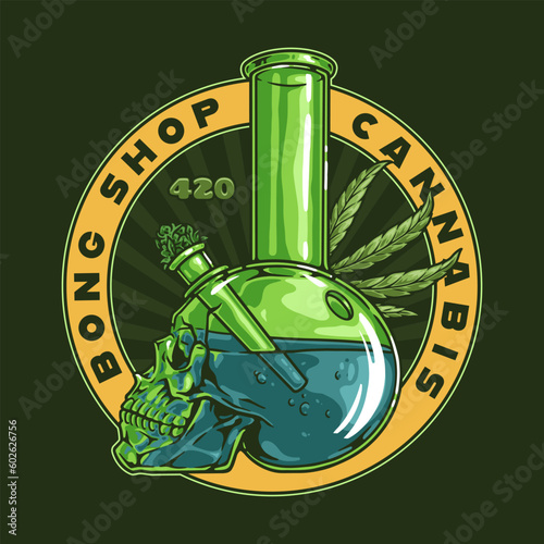 Cannabis bong shop colorful poster