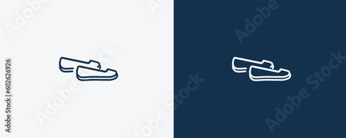 loafer icon. Outline loafer icon from clothes and outfit collection. Linear vector isolated on white and dark blue background. Editable loafer symbol.