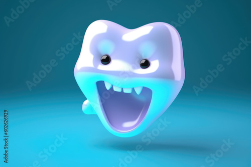 Happy tooth cartoon character. Generative AI 