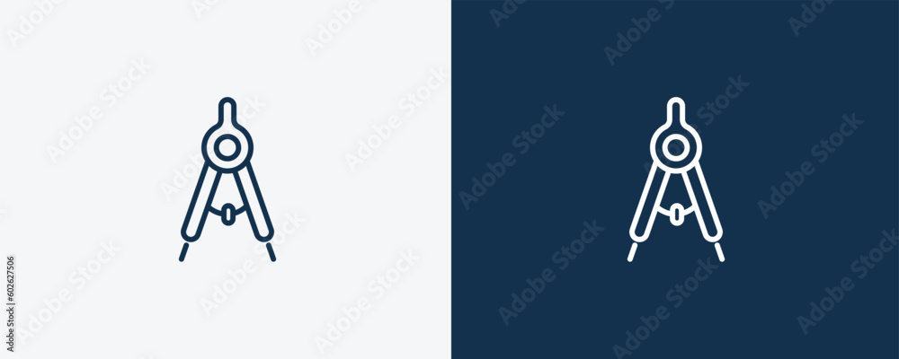 draw with compass icon. Outline and filled draw with compass icon from education and science collection. Linear vector isolated on white and dark blue background. Editable draw with compass symbol. draw with compass icon. Outline and filled draw with compass icon from education and science collection. Linear vector isolated on white and dark blue background. Editable draw with compass symbol.