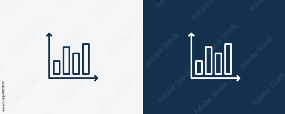 bars icon. Outline and filled bars icon from education and science collection. Linear vector isolated on white and dark blue background. Editable bars symbol. bars icon. Outline and filled bars icon from education and science collection. Linear vector isolated on white and dark blue background. Editable bars symbol.