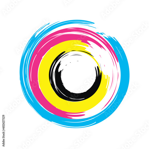 cmyk printing color circle isolated on transparent background