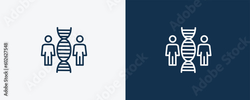 cloning icon. Outline cloning icon from automation and high tech collection. Linear vector isolated on white and dark blue background. Editable cloning symbol.