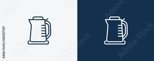 kettle icon. Outline kettle icon from automation and high tech collection. Linear vector isolated on white and dark blue background. Editable kettle symbol.