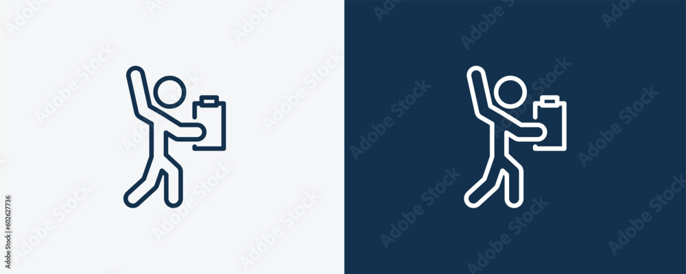 worker with notepad icon. Outline worker with notepad icon from humans and behavior collection. Linear vector isolated on white and dark blue background. Editable worker with notepad symbol. worker with notepad icon. Outline worker with notepad icon from humans and behavior collection. Linear vector isolated on white and dark blue background. Editable worker with notepad symbol.