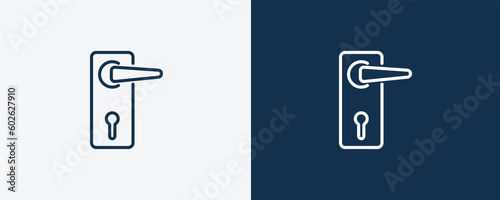doorknob icon. Outline doorknob icon from hotel and restaurant collection. Linear vector isolated on white and dark blue background. Editable doorknob symbol.