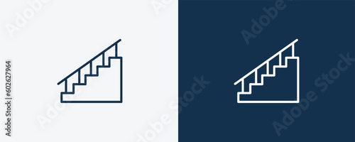 stairway icon. Outline stairway icon from hotel and restaurant collection. Linear vector isolated on white and dark blue background. Editable stairway symbol.