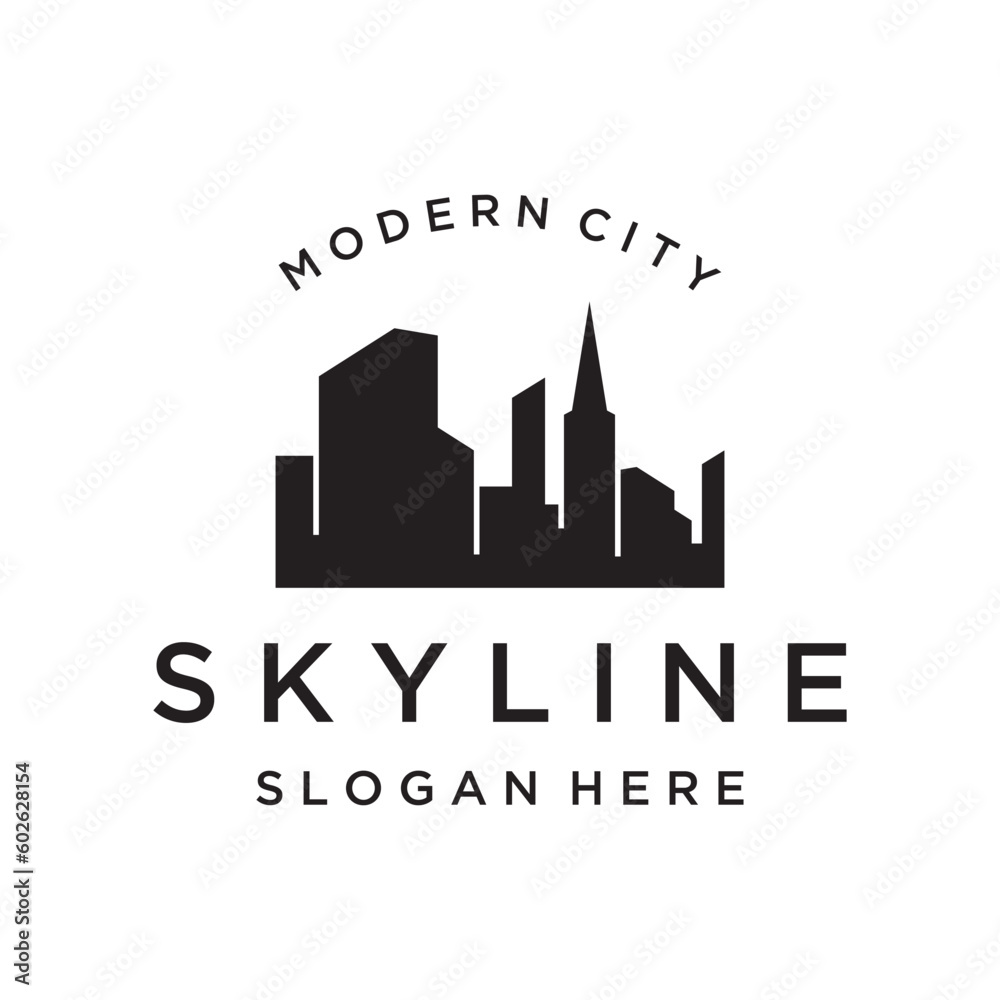 Healthy modern city skyline logo template design.Logo for business, property, building and architect. Healthy modern city skyline logo template design.Logo for business, property, building and architect.