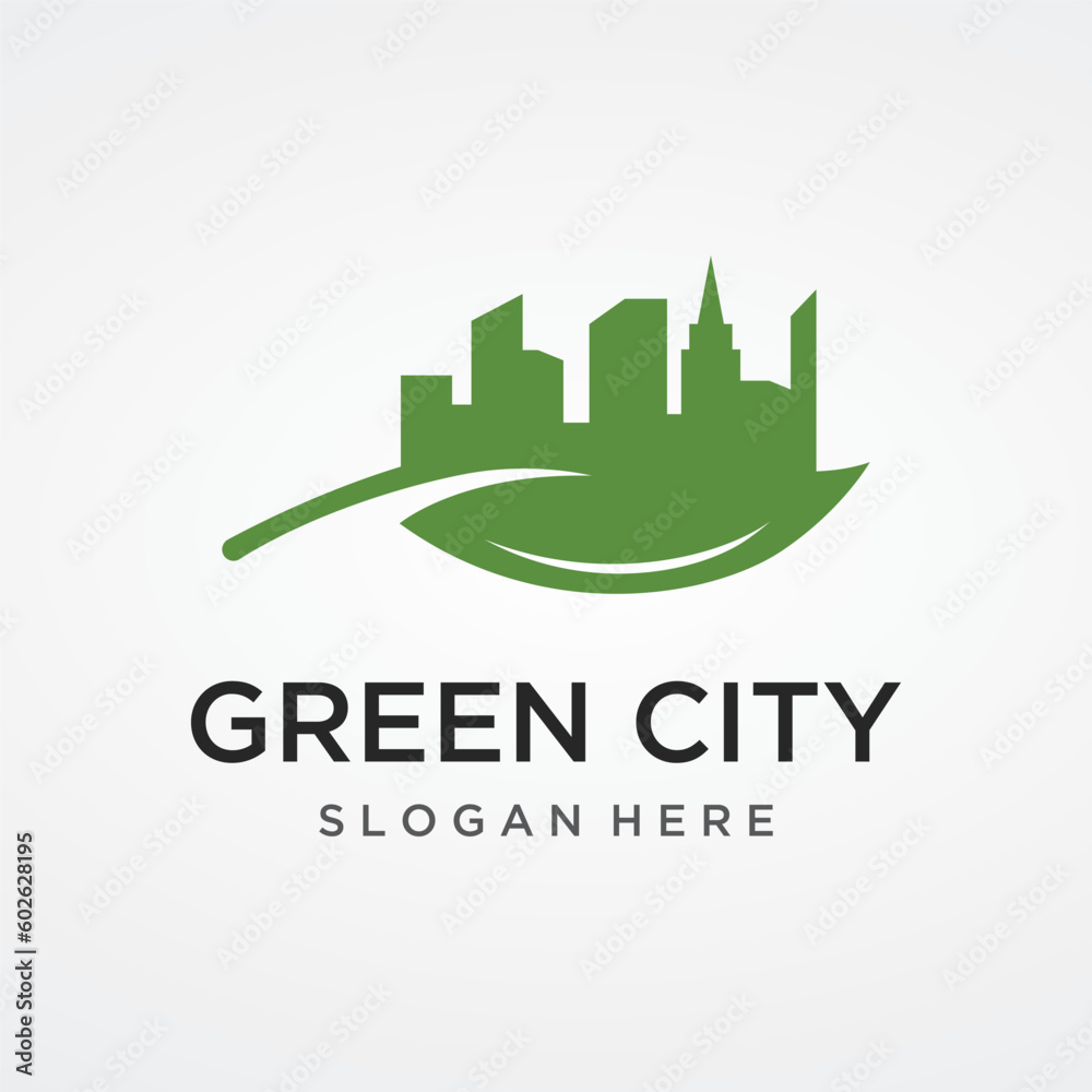 Healthy modern city skyline logo template design.Logo for business, property, building and architect.