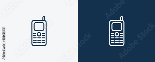 keypad phone icon. Outline keypad phone icon from hardware and equipment collection. Linear vector isolated on white and dark blue background. Editable keypad phone symbol.