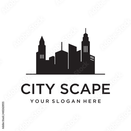 Healthy modern city skyline logo template design.Logo for business  property  building and architect.