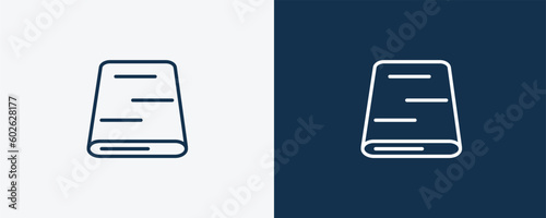 local disk icon. Outline local disk icon from hardware and equipment collection. Linear vector isolated on white and dark blue background. Editable local disk symbol.