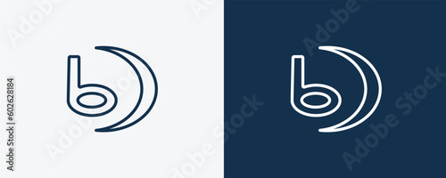 bluray icon. Outline bluray icon from hardware and equipment collection. Linear vector isolated on white and dark blue background. Editable bluray symbol.