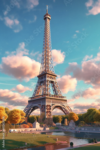  An iconic landmark, the Eiffel Tower, capturing the essence of a popular tourist destination. Generative AI technology