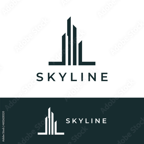 Healthy modern city skyline logo template design.Logo for business, property, building and architect.