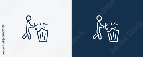 prune hedge icon. Outline prune hedge icon from behavior and action collection. Linear vector isolated on white and dark blue background. Editable prune hedge symbol.