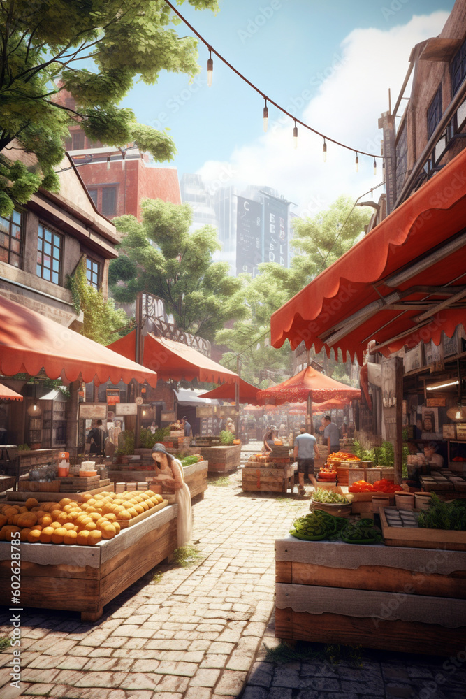 A street food market with a variety of local delicacies, inviting visitors to immerse themselves in the flavors and culinary traditions of a destination.  Generative AI technology