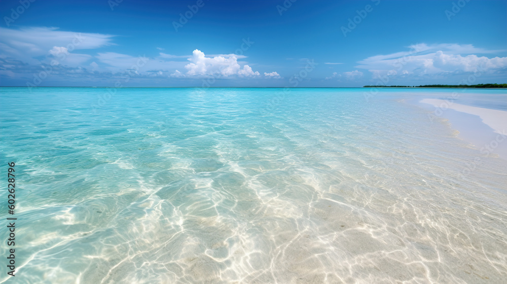 shallow sea coast, crystal clear sea, see through white sand bed under clear blue sky shallow sea coast, crystal clear sea, see through white sand bed under clear blue sky