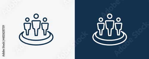 affiliate icon. Outline affiliate icon from marketing collection. Linear vector isolated on white and dark blue background. Editable affiliate symbol.
