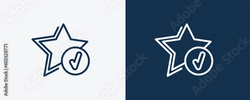 recommendation icon. Outline recommendation icon from marketing collection. Linear vector isolated on white and dark blue background. Editable recommendation symbol.
