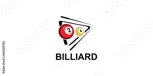 Billiard logo design with modern style premium vector