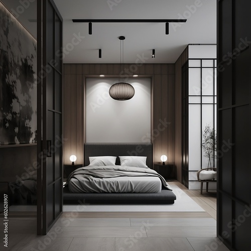 minimalistic asian interieur design, feng shui, harmony, bedroom