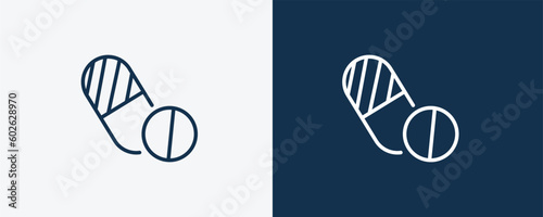 contraceptive pills icon. Outline contraceptive pills icon from health and medical collection. Linearvector isolated on white and dark blue background. Editable contraceptive pills symbol.