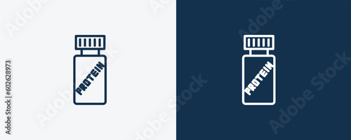proteins icon. Outline proteins icon from health and medical collection. Linearvector isolated on white and dark blue background. Editable proteins symbol.