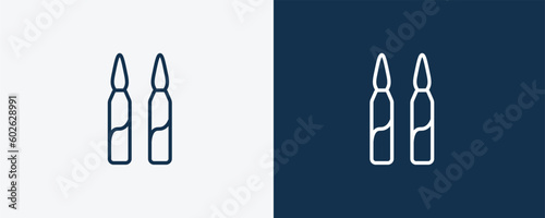 ampoule icon. Outline ampoule icon from health and medical collection. Linearvector isolated on white and dark blue background. Editable ampoule symbol.