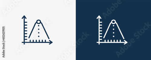 ballistic icon. Outline ballistic, explosive icon from education collection. Linear vector isolated on white and dark blue background. Editable ballistic symbol.