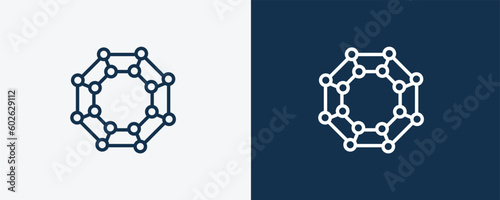 chemical diagram icon. Outline chemical diagram, chemical icon from education collection. Linear vector isolated on white and dark blue background. Editable chemical diagram symbol.