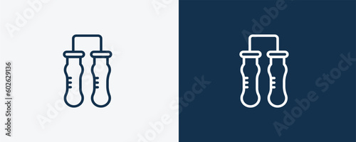 communicating vessels icon. Outline communicating vessels, vessel icon from education collection. Linear vector isolated on white and dark blue background. Editable communicating vessels symbol.